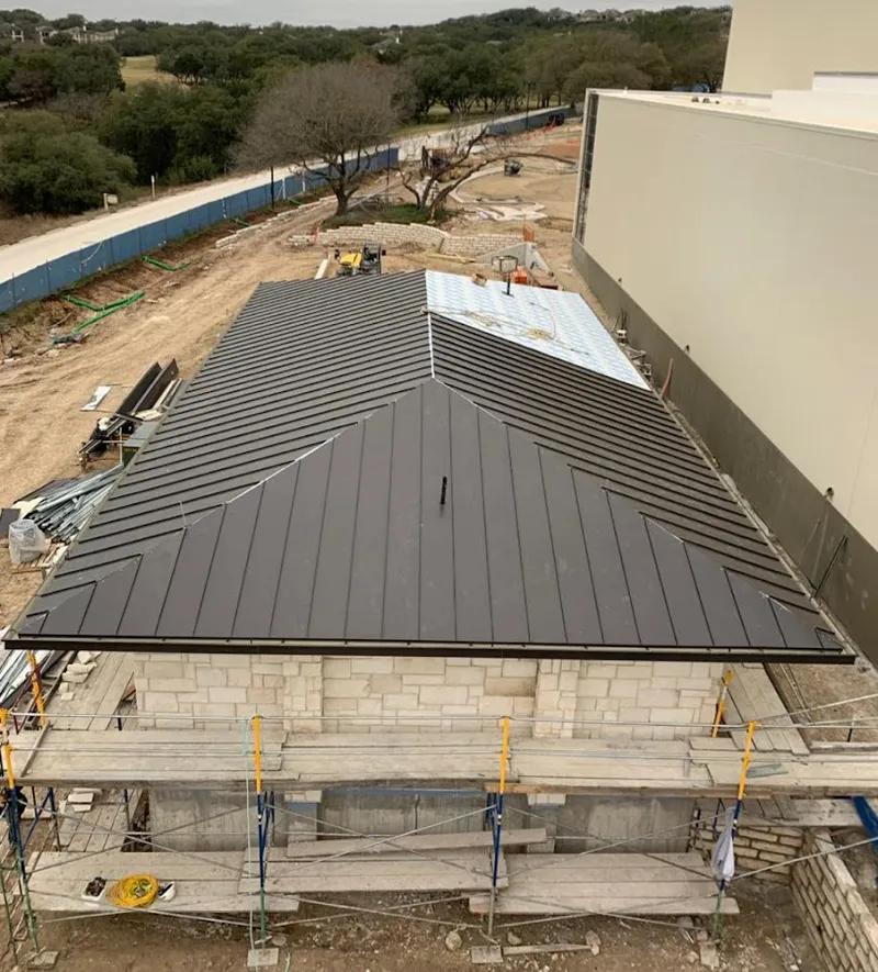 Metal roof new construction with scaffolding in Waycross